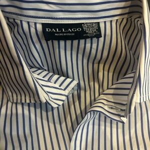 Boys White and Blue Striped Dress Shirt